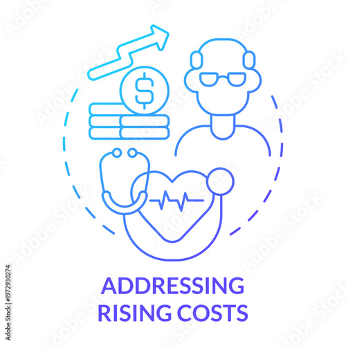 Addressing Rising Costs: A gradient illustration about healthcare expenses and the elderly person