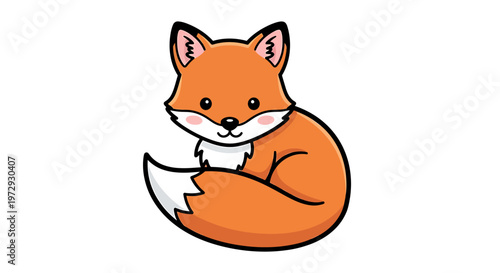 A cute orange fox curls up in a ball, looking adorable and relaxed in a natural setting.