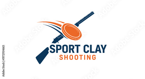Sport Clay Shooting Logo with Shotgun and Target