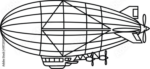 Vintage Blimp Airship Illustration