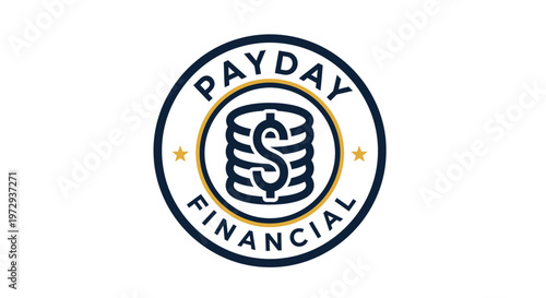 Payday Financial logo featuring a stack of coins with a dollar sign inside a circular emblem.