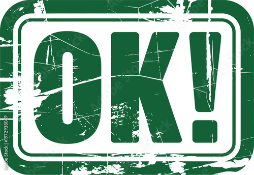 Green grunge rubber stamp with ok text