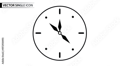 Simple black clock face icon on white background, time concept