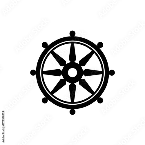 Dharmachakra Dharma Wheel Black Minimal Vector Icon Symbol