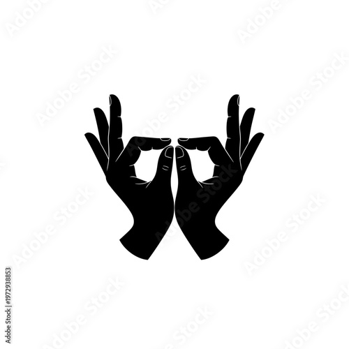 Meditation Mudra Hands Black Minimal Vector Spiritual Icon