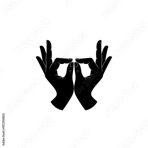 Obraz Meditation Mudra Hands Black Minimal Vector Spiritual Icon