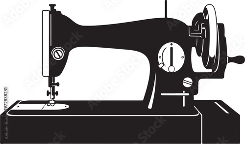 Black and white vintage sewing machine old-fashioned