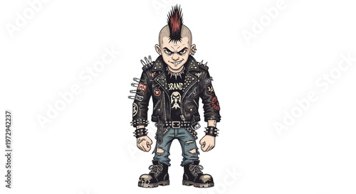 Punk character with mohawk and leather jacket