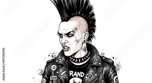 Punk Rocker with Mohawk and Leather Jacket