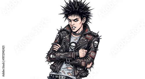 Punk Rocker with Spiked Jacket and Mohawk