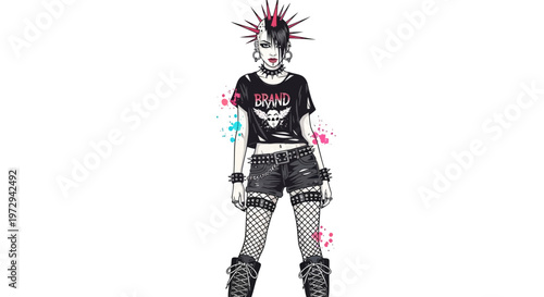 Punk woman with mohawk and ripped clothes