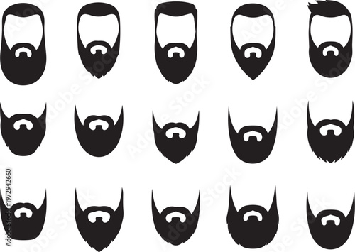 Black silhouette bearded men faces beards silhouettes