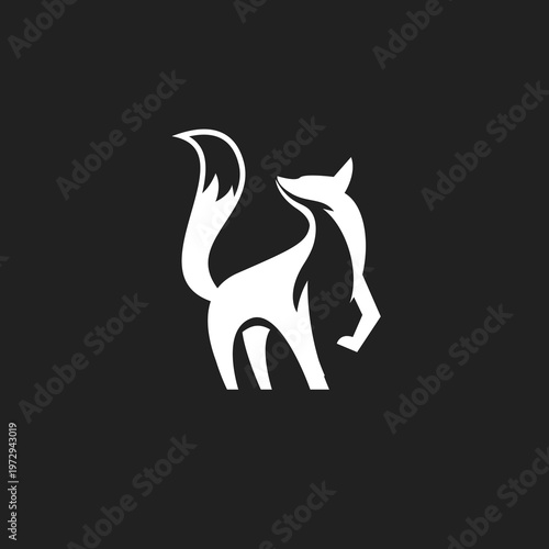 Minimalist White Fox Silhouette Logo Design