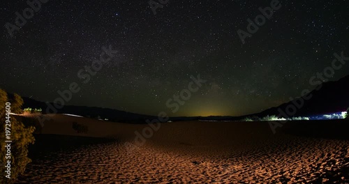 Milky Way Night Sky Death Valley Mesquite Dunes Stars Timelapse Desert 4K
