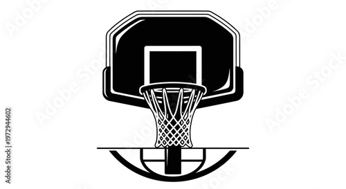 Basketball Hoop and Backboard Silhouette, Sports Equipment, Game Play Icon