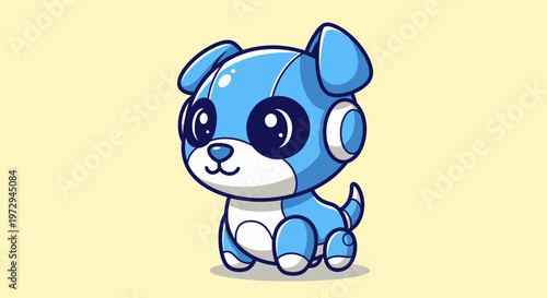 Cute Blue Robot Dog, Adorable AI Pet Character, Futuristic Companion