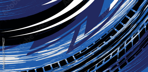 Abstract Curved Lines Blue Dynamic Motion Tech Background