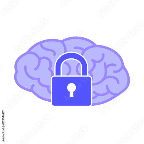 脳と南京錠のアイコン ― 思考のブロック