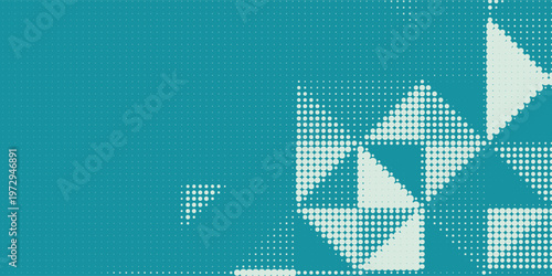 Green - turquoise background divided by diagonal. Vector illustration Background into two colors with halftone