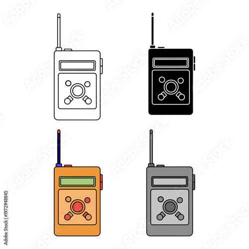 four different walkie talkie vector illustration, flat design
