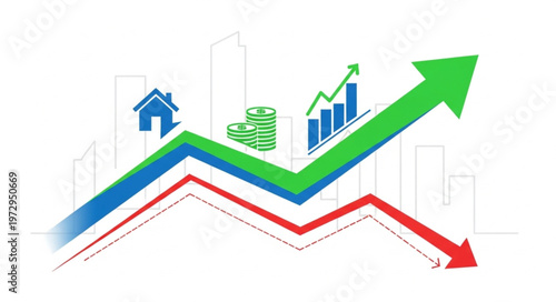 Economic Growth and Decline - Visual Representation of Market Trends.