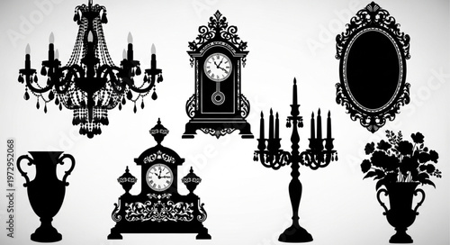 Elegant Antique Furniture Silhouettes - A Collection of Timeless Designs.