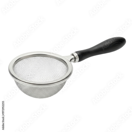 Stainless steel mesh strainer with black handle