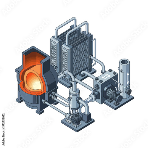 Industrial Furnace and Cooling System Diagram.