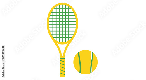 Tennis Racket and Yellow Ball.