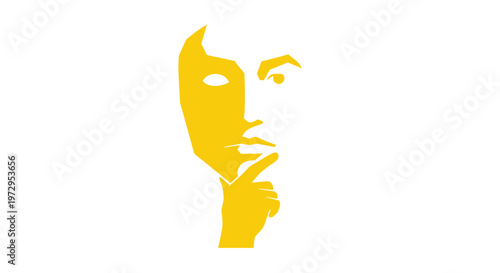 Theatrical gold comedy mask face.