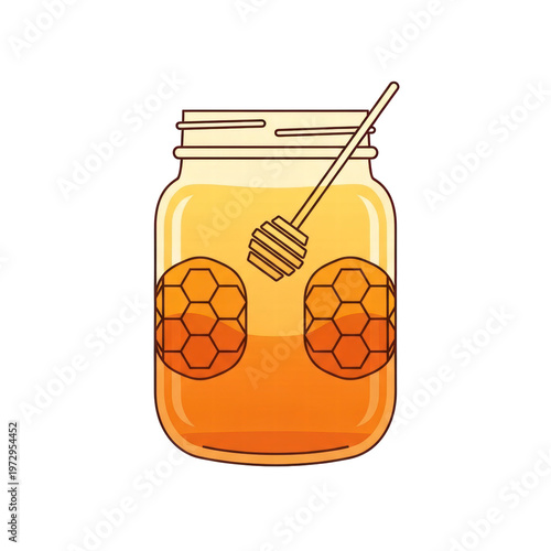 Honey jar with honeycomb dipper