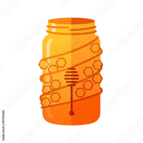 Orange honey jar illustration