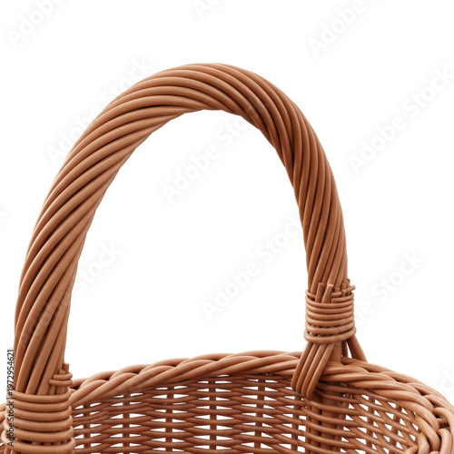 Woven wicker basket handle closeup