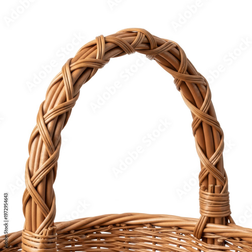 Woven wicker basket handle detail