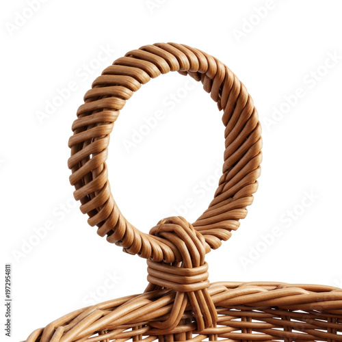 Closeup of braided wicker basket handle