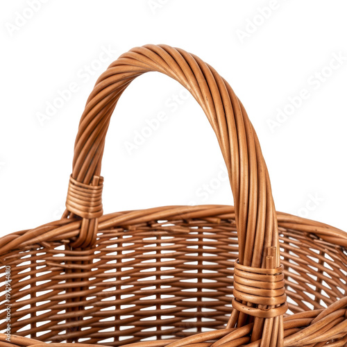 Woven wicker basket handle detail