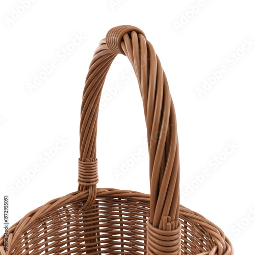 Woven wicker basket handle