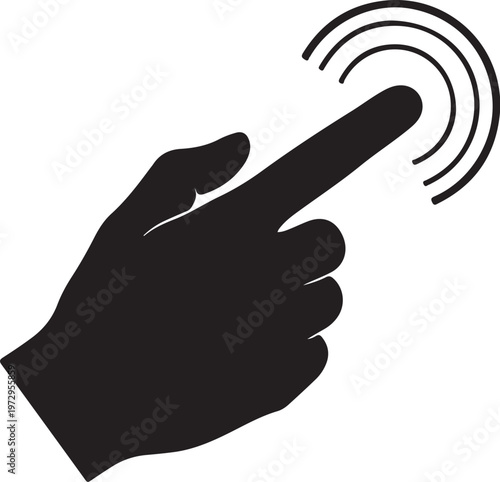 Black hand pointing with finger touching wifi signal