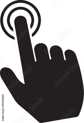 Black hand with index finger clicking button