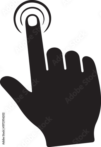 Black hand with index finger touching concentric circles