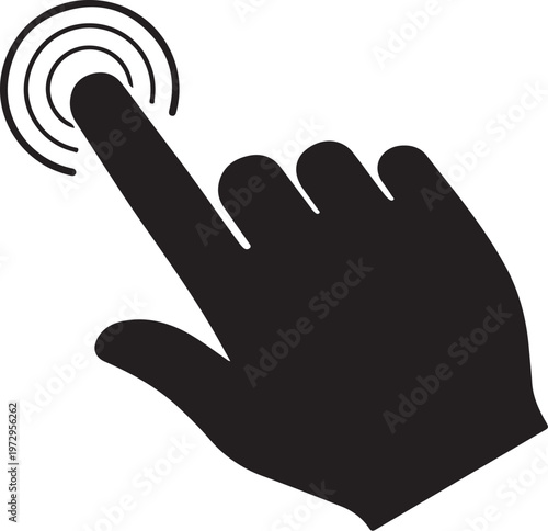 Black hand with index finger touching concentric circles
