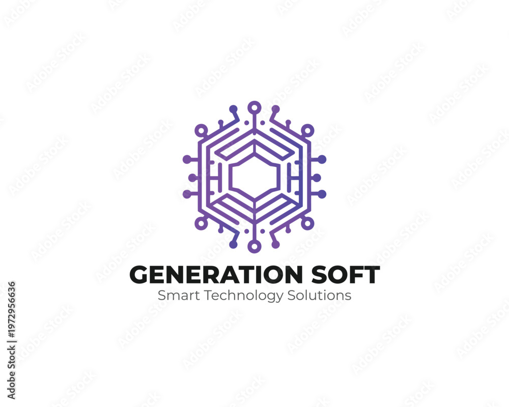 Fototapeta premium Modern digital hexagon technology smart logo design