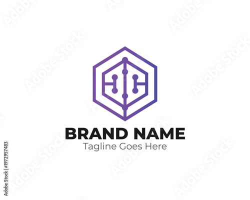 Free Download Geometric Hexagon Circuit Technology Logo Design - GFXLoad