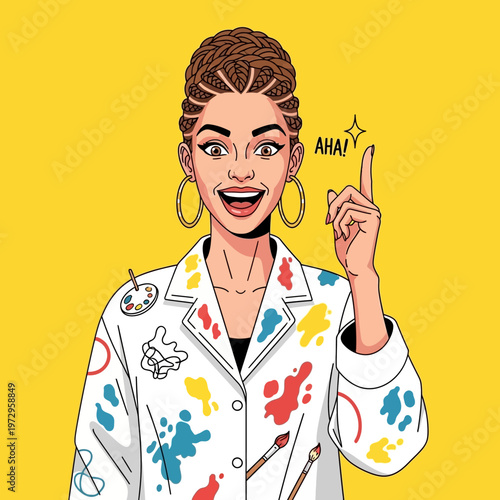 Woman with creative expression and excitement.