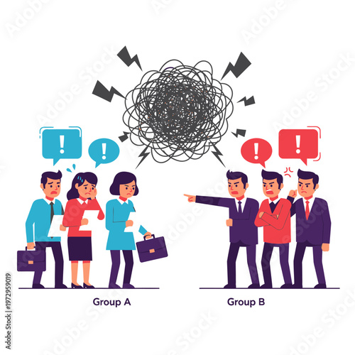 Business Conflict and Stress: Two Groups Arguing with Chaotic Energy