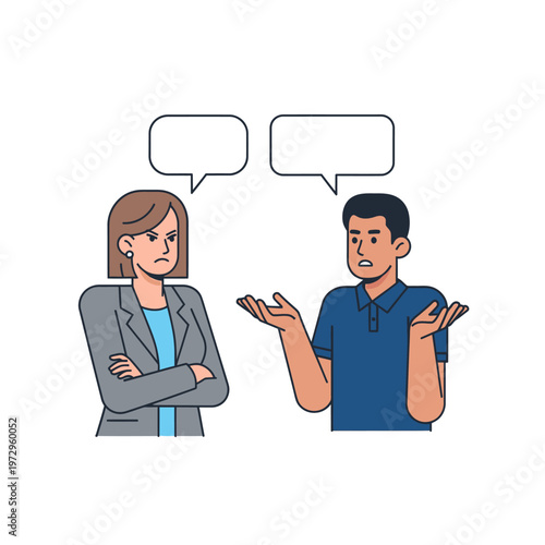 Couple Arguing, Disagreement, Communication Problems, Speech Bubbles, Conflict
