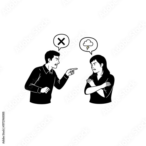 Couple arguing, disagreement, conflict, relationship problems, communication breakdown, anger, frustration