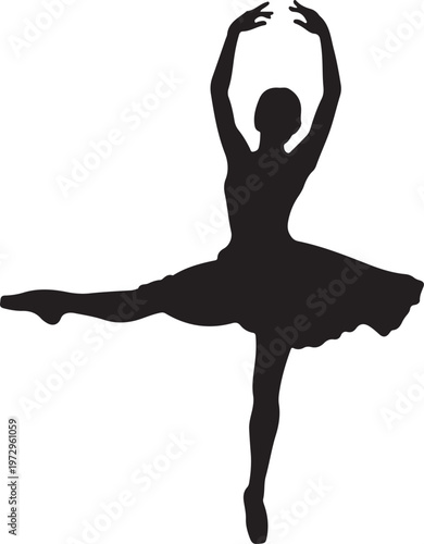 Black silhouette of a ballerina in arabesque position