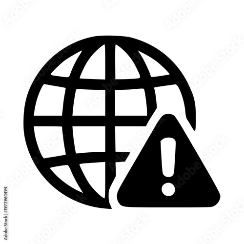 Foto Global Threat Alert - Warning sign for worldwide digital risks or internet connectivity issues affecting the global network