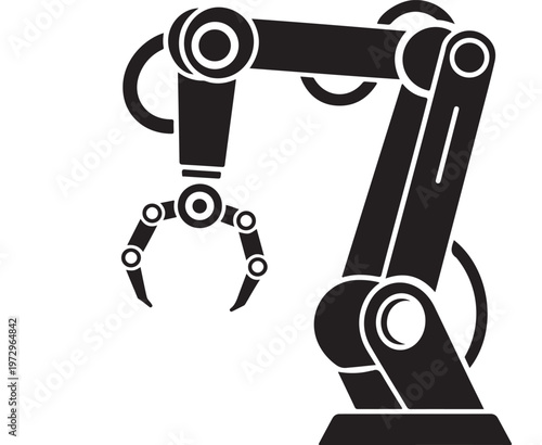 Industrial Robotic Arm Silhouette for Manufacturing Automation and Factory Engineering Concepts